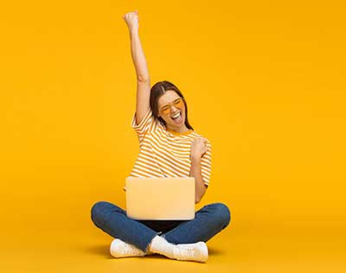 Happy women with laptop