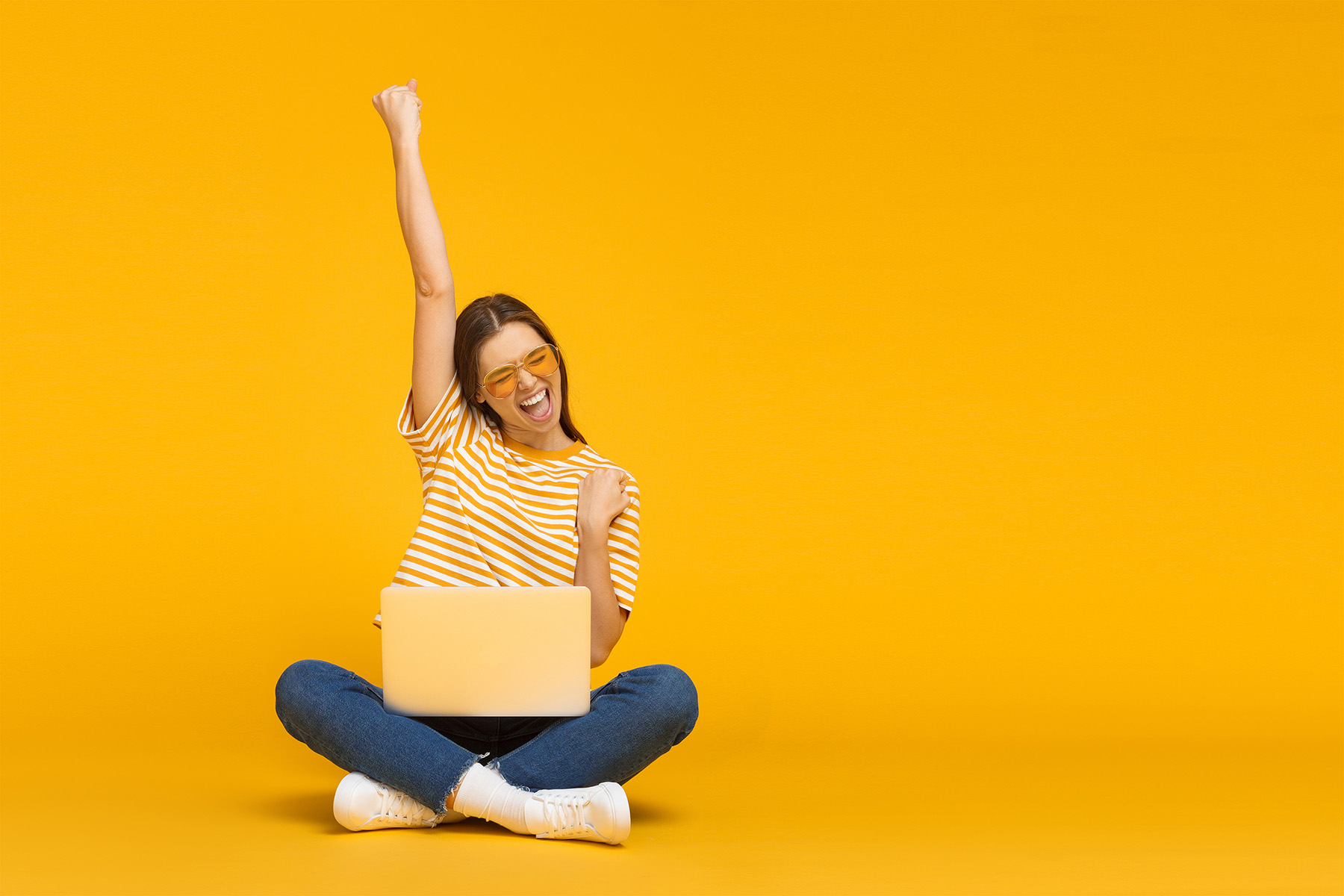 Happy women with laptop