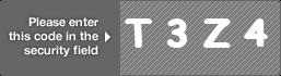 captcha code for visual authentication  letter T number 3 letter Z number 4